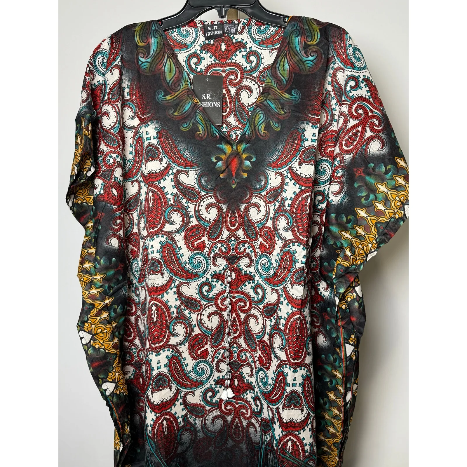 Paisley and feathers Kaftan Dresses for Women Beach Coverups, One Size Kaftans - Image 5