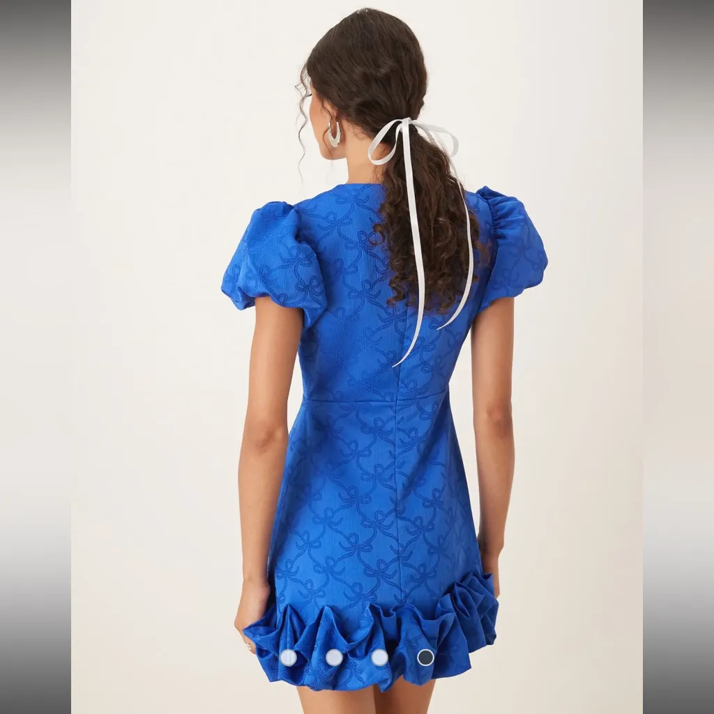 NWT Sister Jane Puff Sleeve Bubble Hem Mini Dress Size XS Blue - Image 4