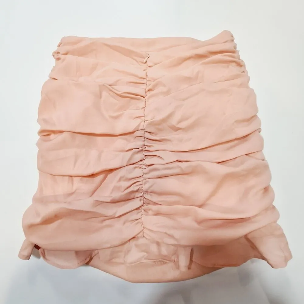 Superdown Sammi Ruched Skirt in Nude Small - Image 10