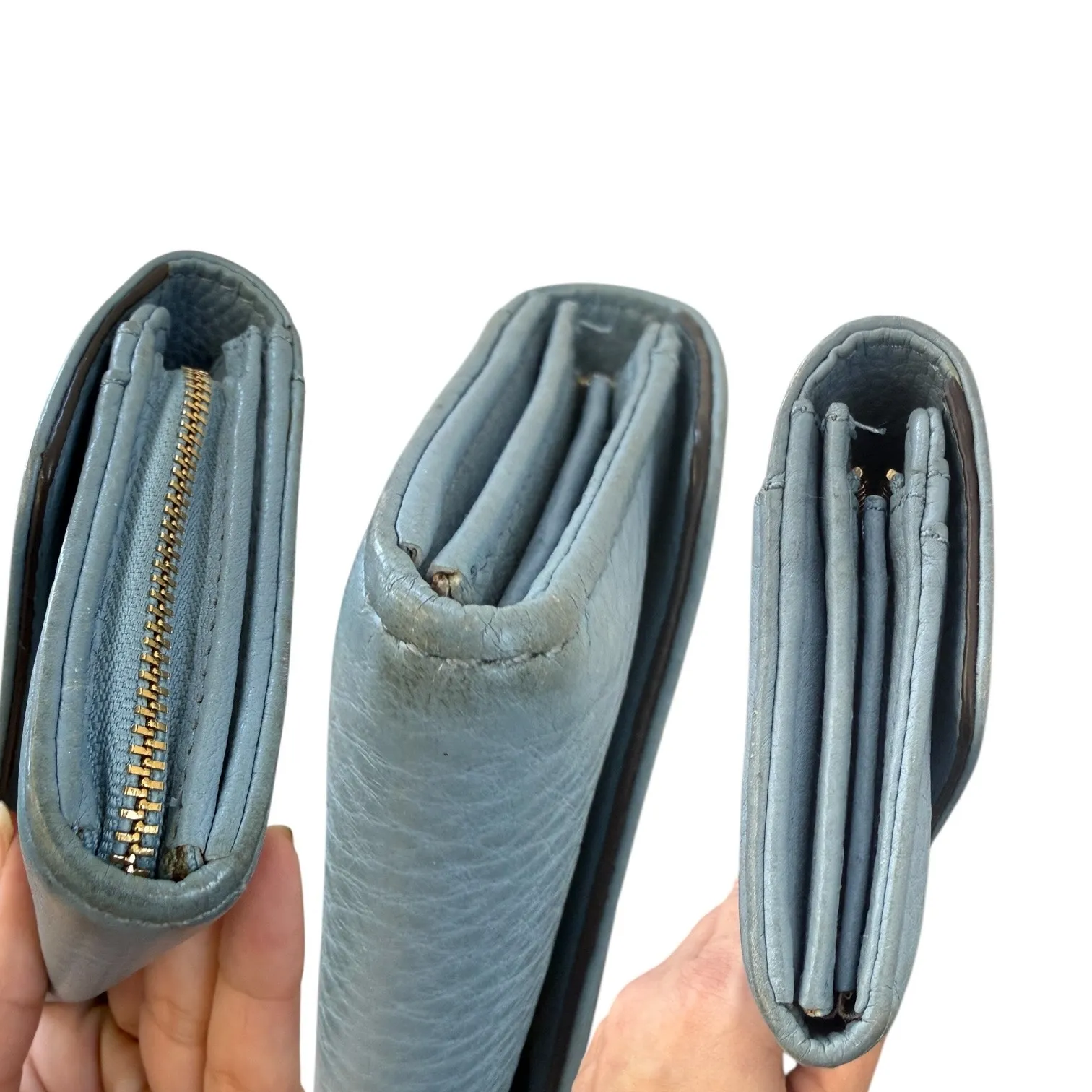 Michael Kors  Blue Pebbled Leather Jet Set Long Wallet - Image 3