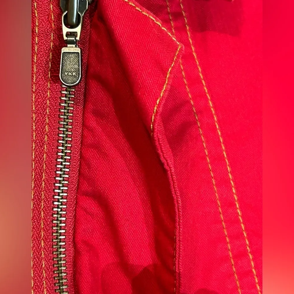 CAbi Red First Mate Belted Jacket With Zipper Front Size Small 100% Cotton #401 - Image 8