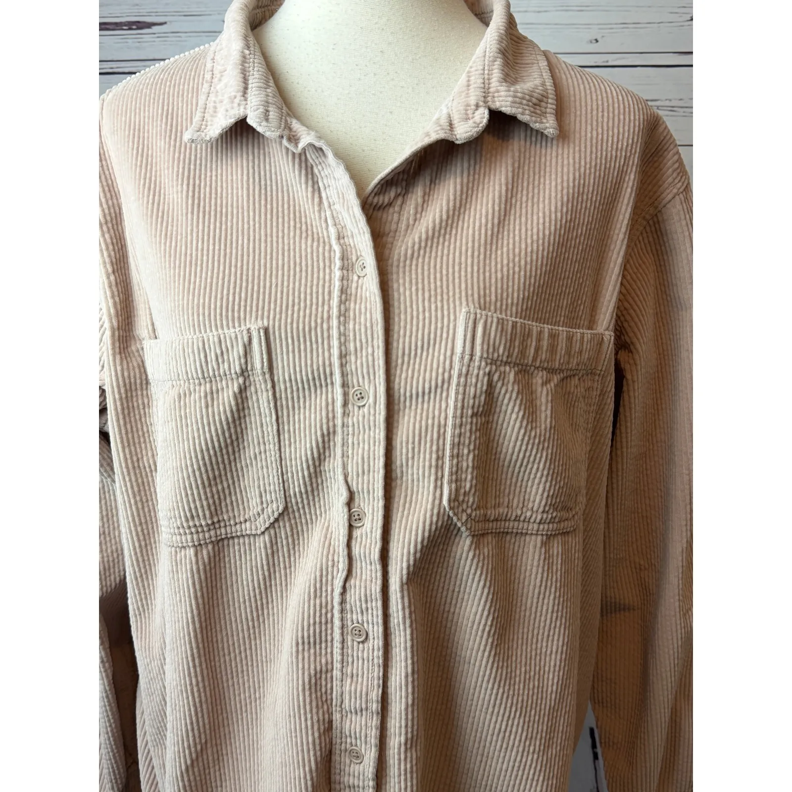 American Eagle Corduroy Button Down Shirt Oversized Long Sleeve Womens Large - Image 11