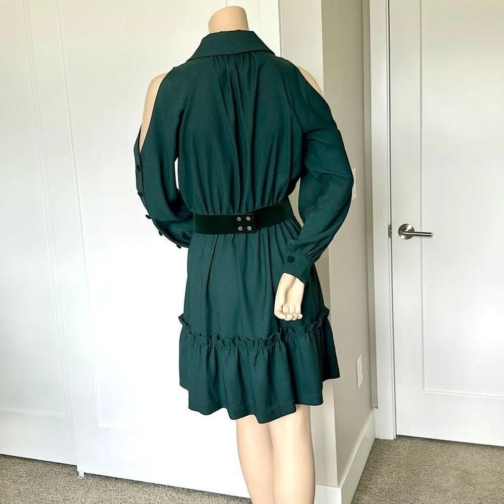 Eliza J Dress 4 Emerald Green Cold Shoulder Shirt Dress - Image 10