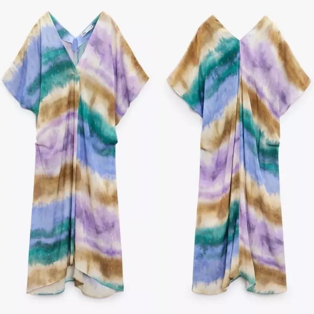 Zara Multicolored Tie Dyed Caftan Tunic Maxi Dress Blogger’s Favorite Fave - Image 5