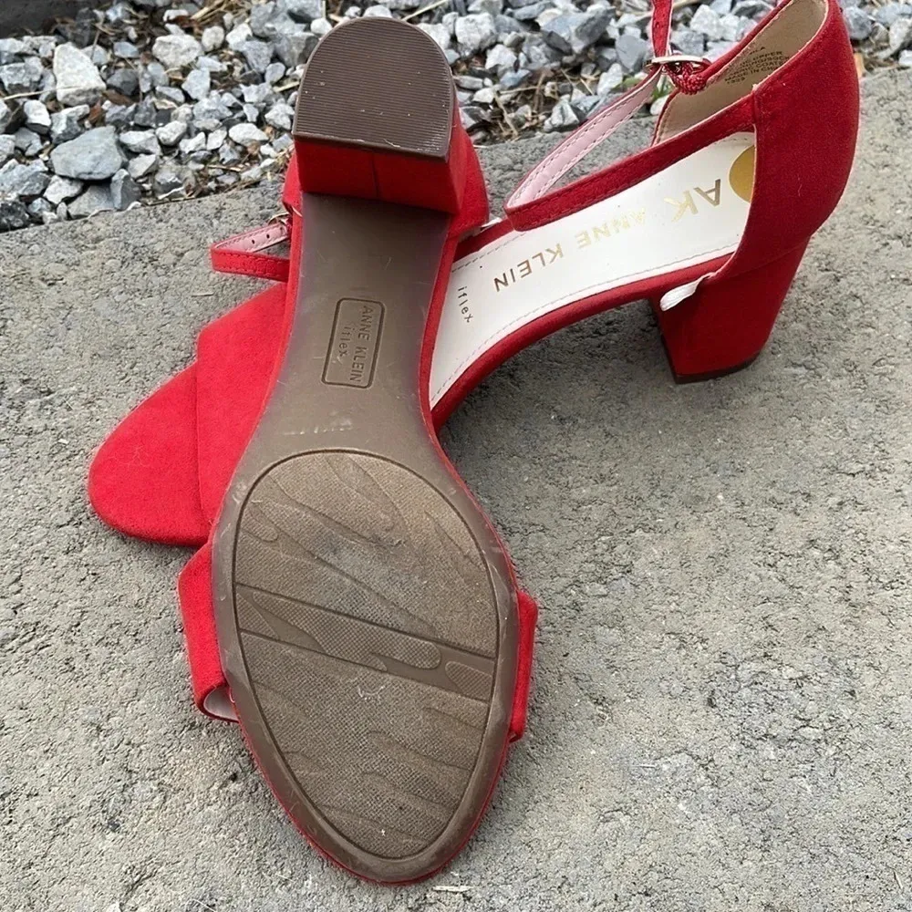 Ak Anne Klein Iflex Red Suede Heels Like New - Image 7