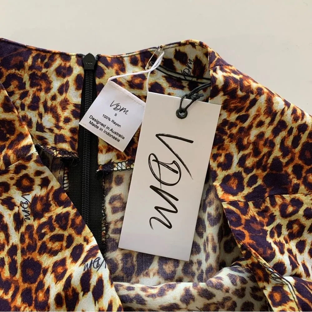 VDM The Label Revolve Stassie Leopard Print Skirt Swim Coverup Women's Small Brown - Image 6