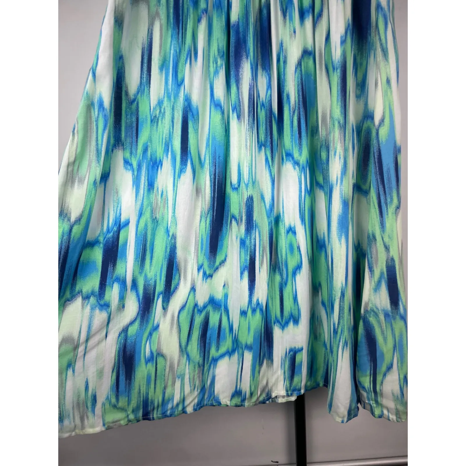 Athleta Georgia Teal Blue Green Ikat Halter Neck Midi Dress Women's Size S - Image 9