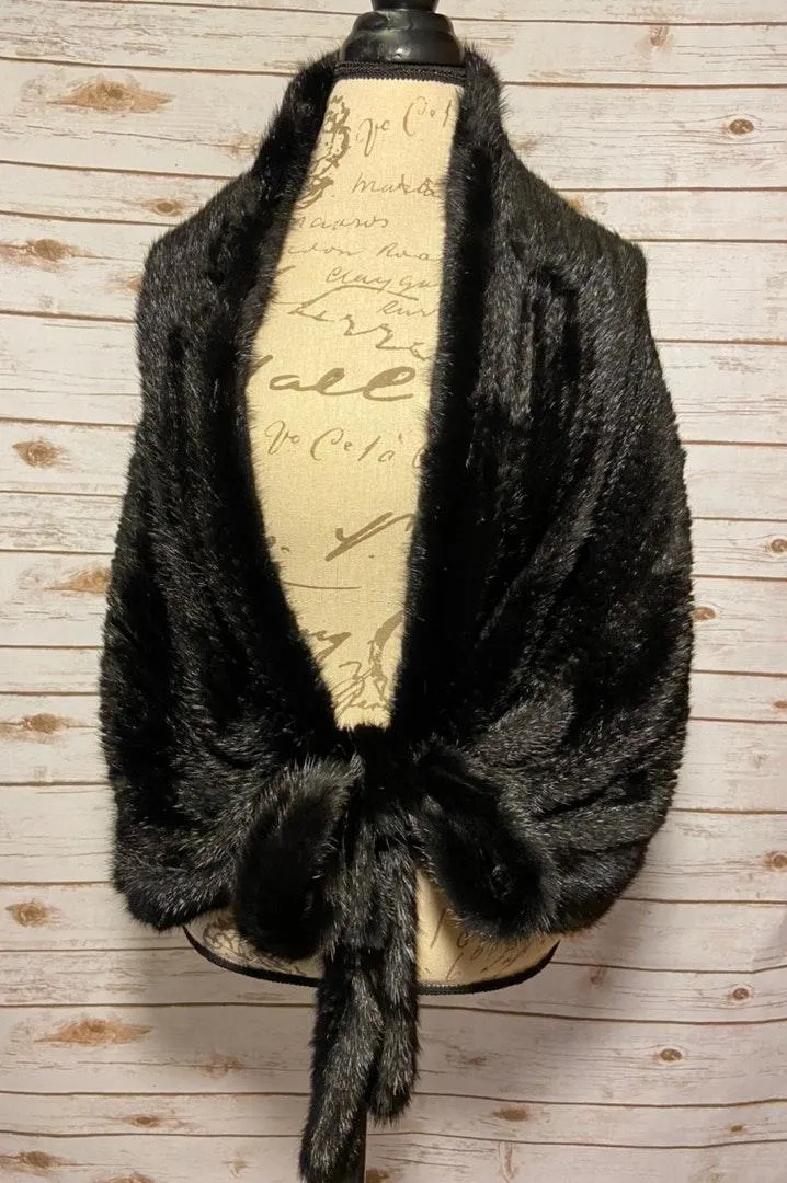 Genuine Knit Mink Wrap Black - Image 3