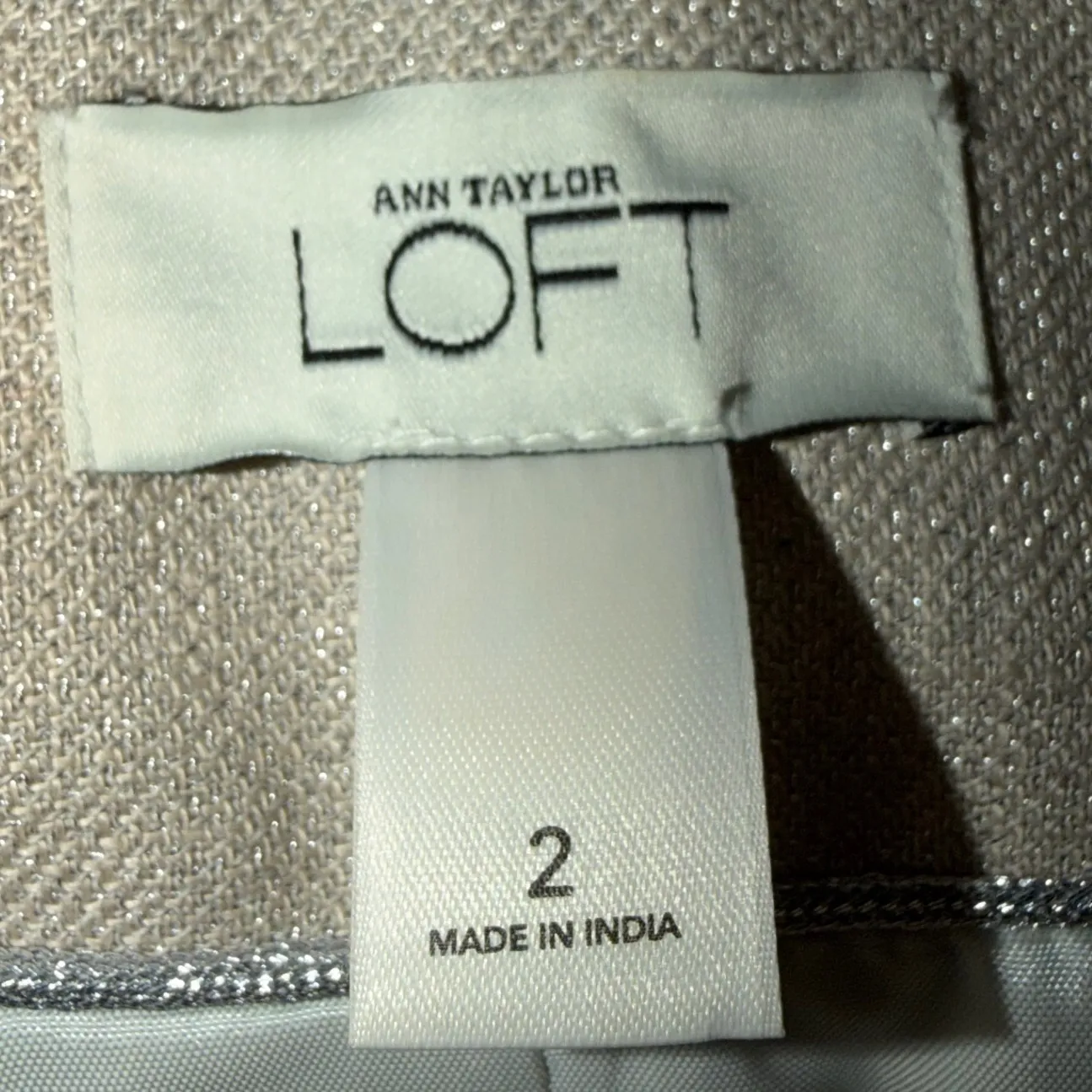 Ann Taylor Loft Sparkle Blazer‎ Jacket Beige Size 2 3/4 Sleeve - Image 3