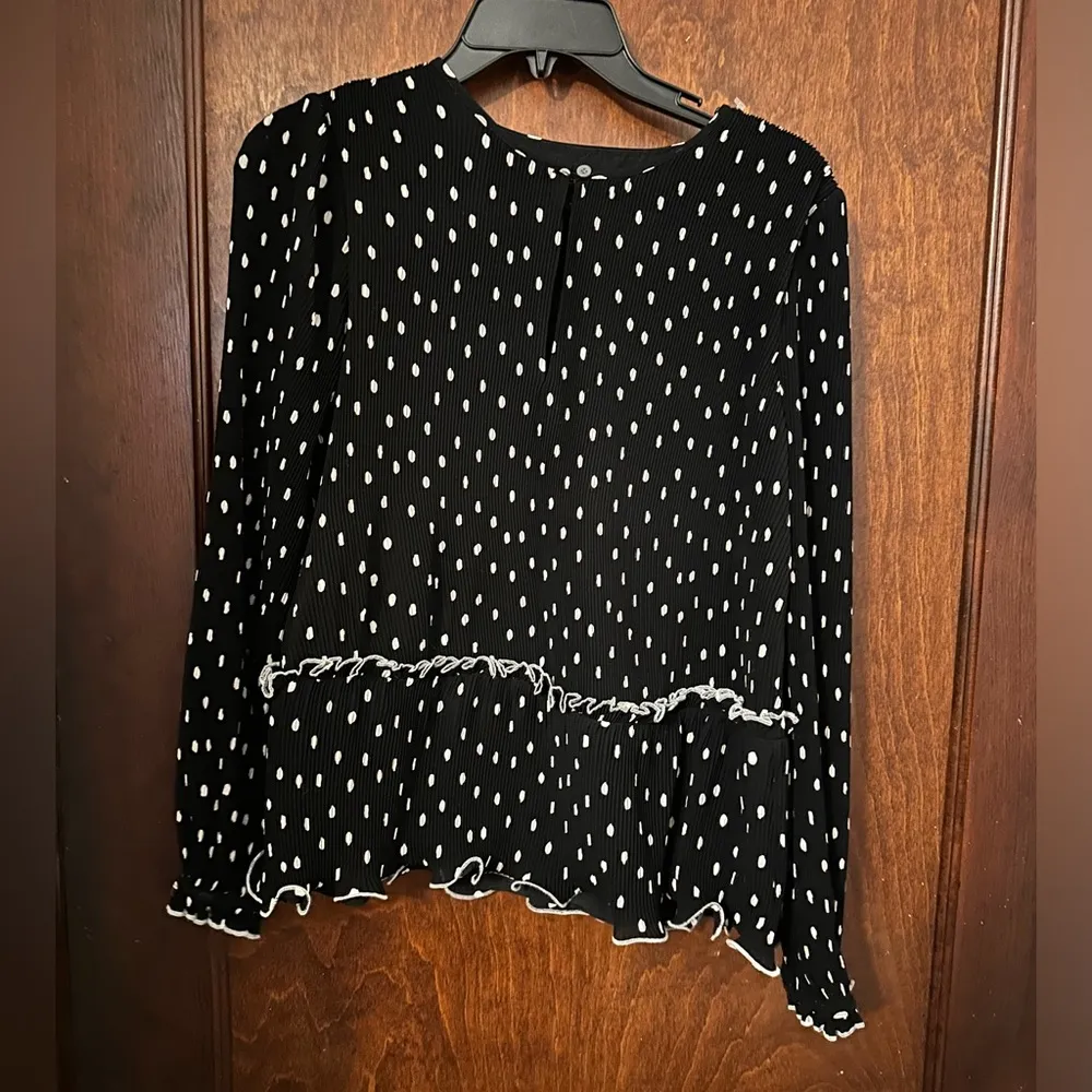 J. Crew Ruffle-trim pleated peplum top in polka dot-AI032 XS - Image 2