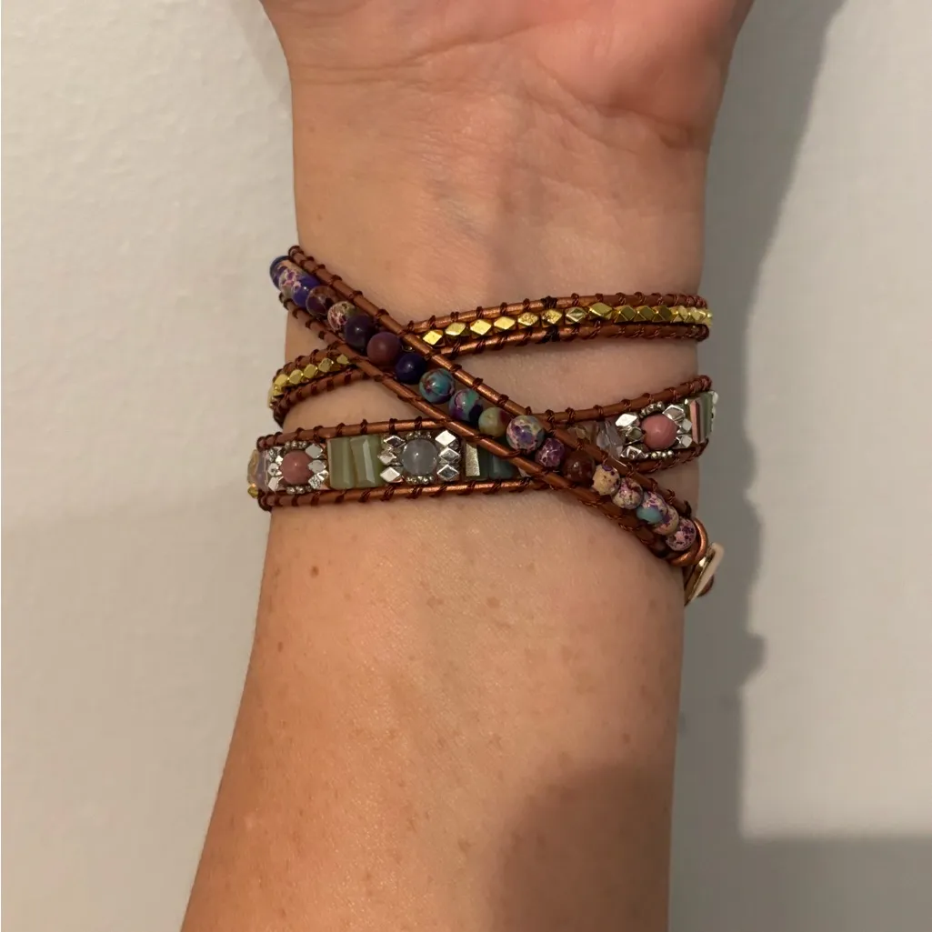 Cape Diablo Heart Protecting Beaded Wrap Bracelet 🎥 Video 🎬 Brown - Image 2