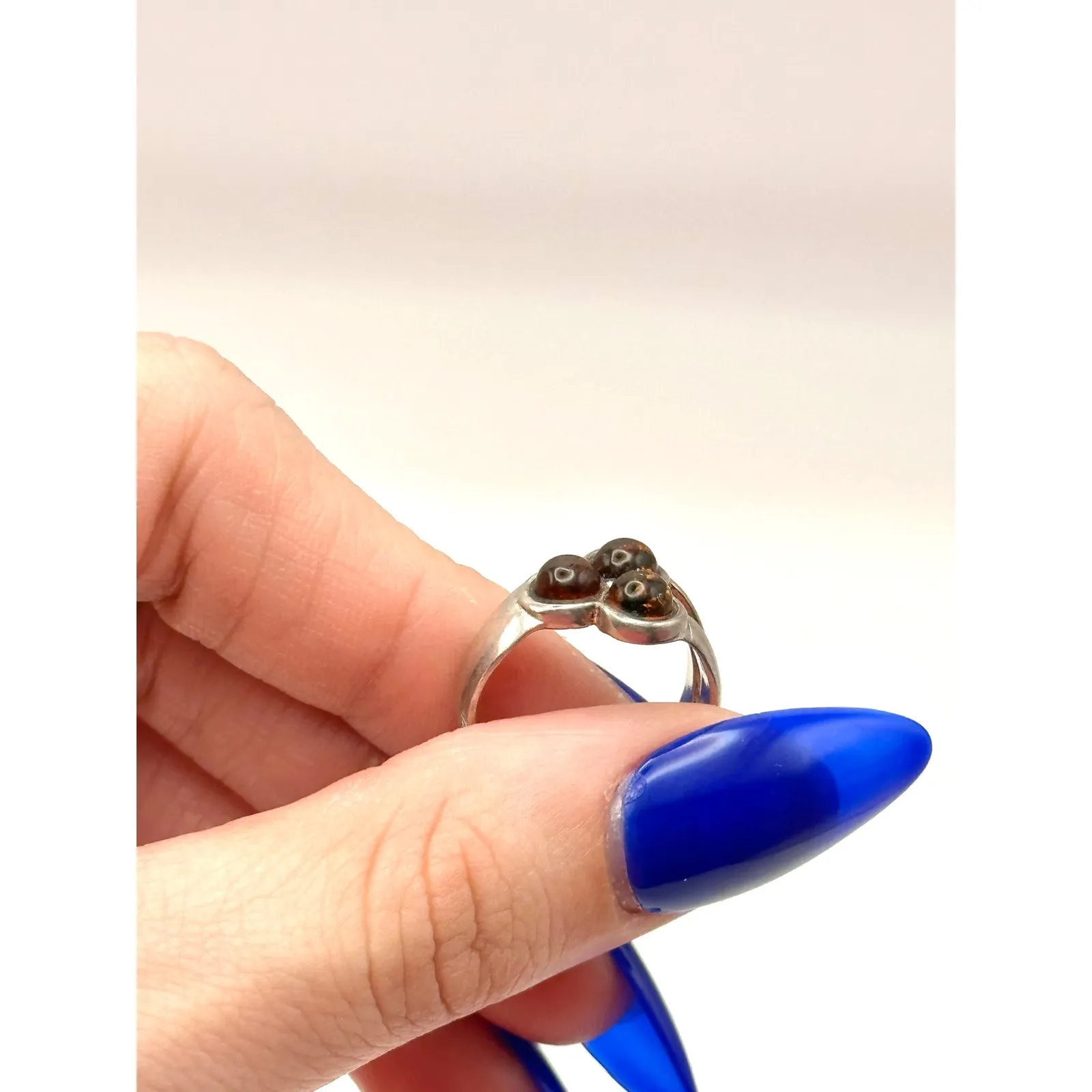 Amber Cluster Sterling Silver Handmade Ring Size 6.25 - Image 5