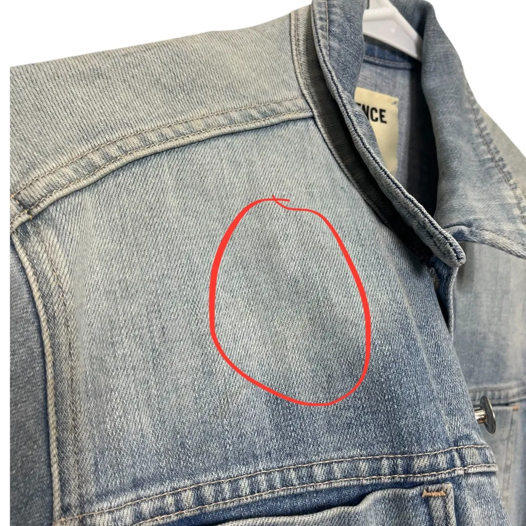 L’AGENCE Janelle Denim Jacket Women’s Large Light Wash Slim Fit Raw Hem - Image 11