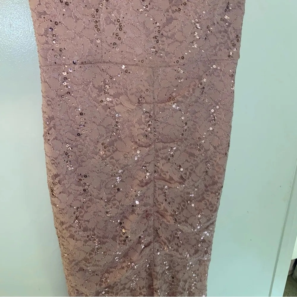 La Scala Rose Gold Pink Lace Maxi Dress M Medium Bust 36” Length 57” - Image 5