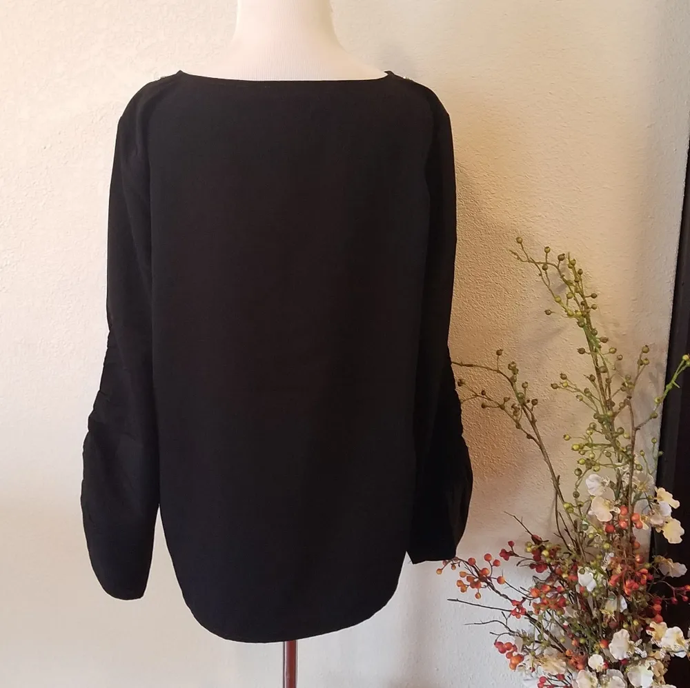 Andrew Marc  New York Black Blouse Medium - Image 3