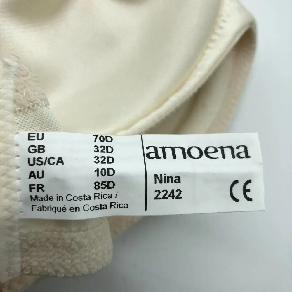 Amoena Nina Pocketed Underwire Mastectomy Bra Lace Ivory 32D Size undefined - Image 3