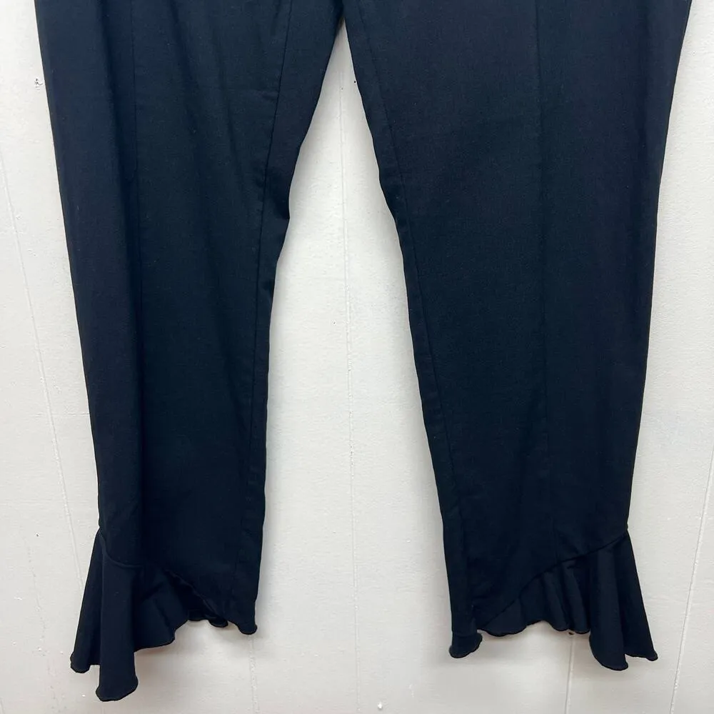 INC Black Womens Pants 8 Cropped Ruffle Hem Stretch Pull On Dressy Party Event - Image 4