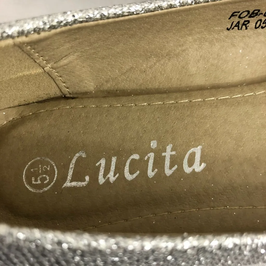 Lucita Womens Ballet Flats Slip On Metallic Rhinestones Glitter Silver Size 5.5 - Image 5