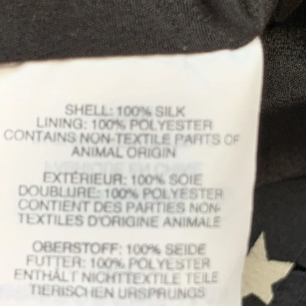 J. Crew Dress Black White Star Print Scoop Neck Long Sleeve Silk Midi Shift 4 - Image 11