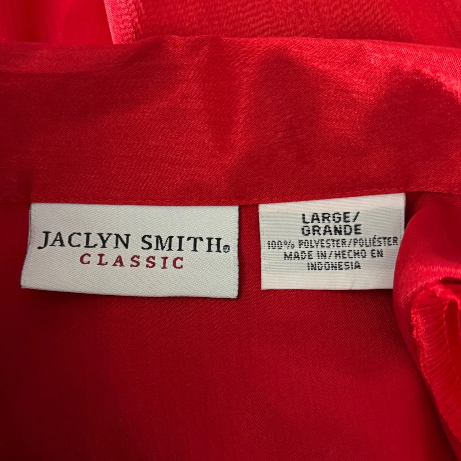 Jaclyn Smith Red Satin Blouse Vintage 90s Y2K Grunge Coquette Party Night Out Size L - Image 5