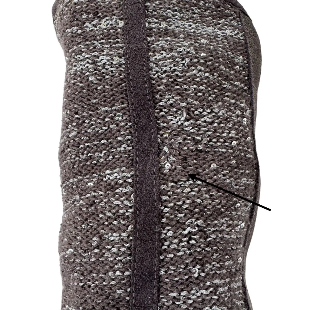 UGG  Australia Camaya Leather Suede Sweater Boot Sequins Mid-Calf Gray Size 7 - Image 12