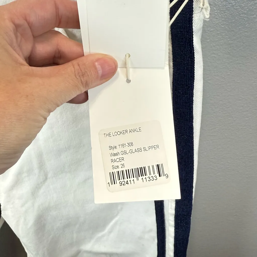 MOTHER NEW Women's The‎ Looker Ankle White/Navy Jeans Size 26 White - Image 4