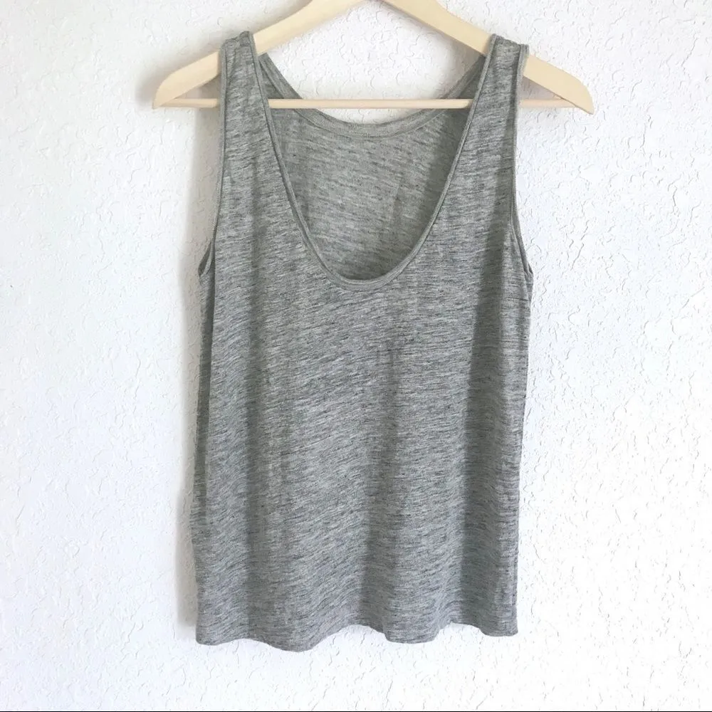THEORY Gray‎ Linen Sleeveless Top Tank Low Back Layering Marled Insar XS New - Image 7