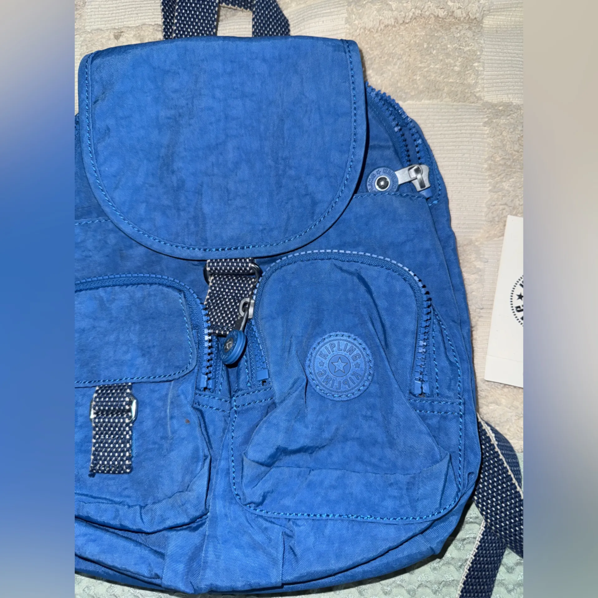 Kipling NWT  Small Backpack (Convertible To Shoulderbag) Deep Sky Blue Firefly - Image 2