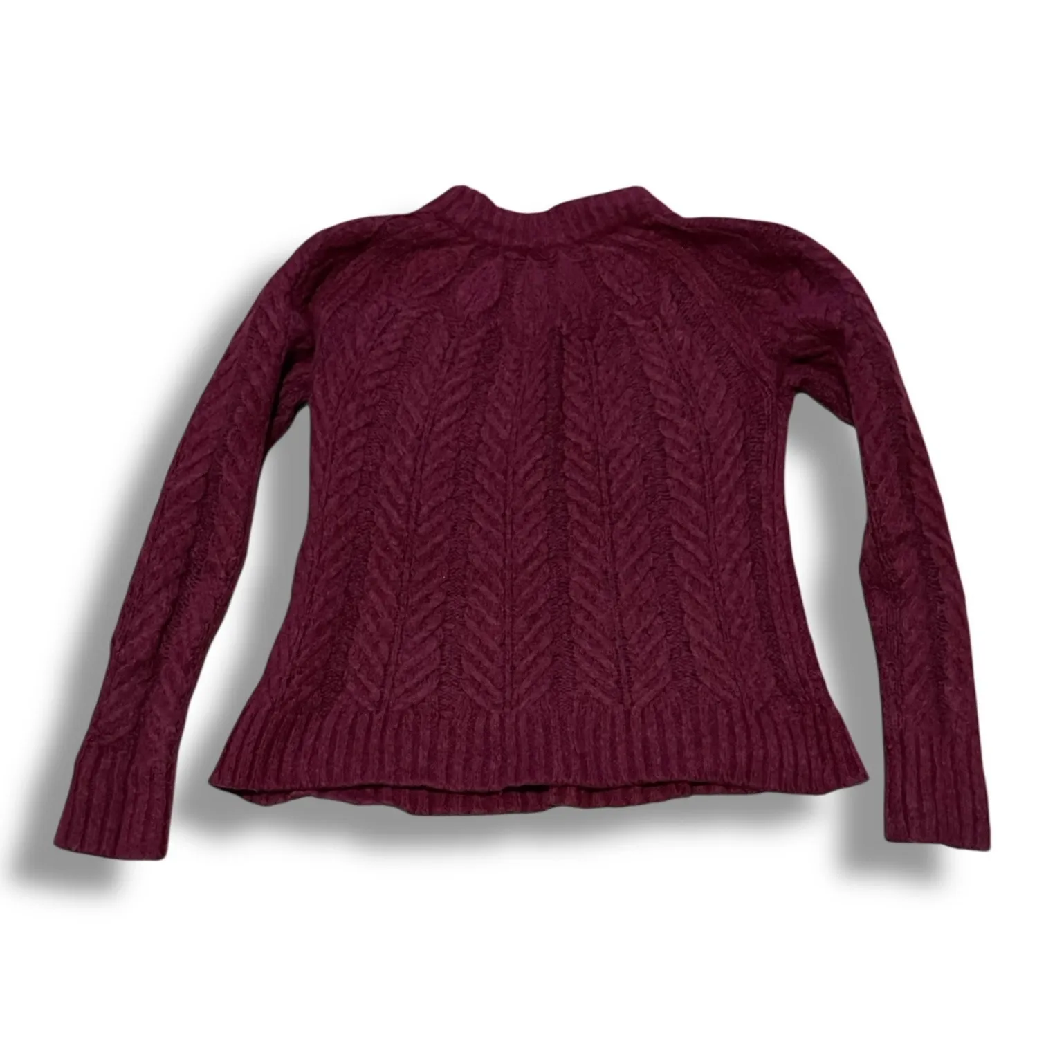 Tuckernuck‎ Peacock Sweater Womens Merlot Wool Fisherman Cableknit Crewneck  XS - Image 2
