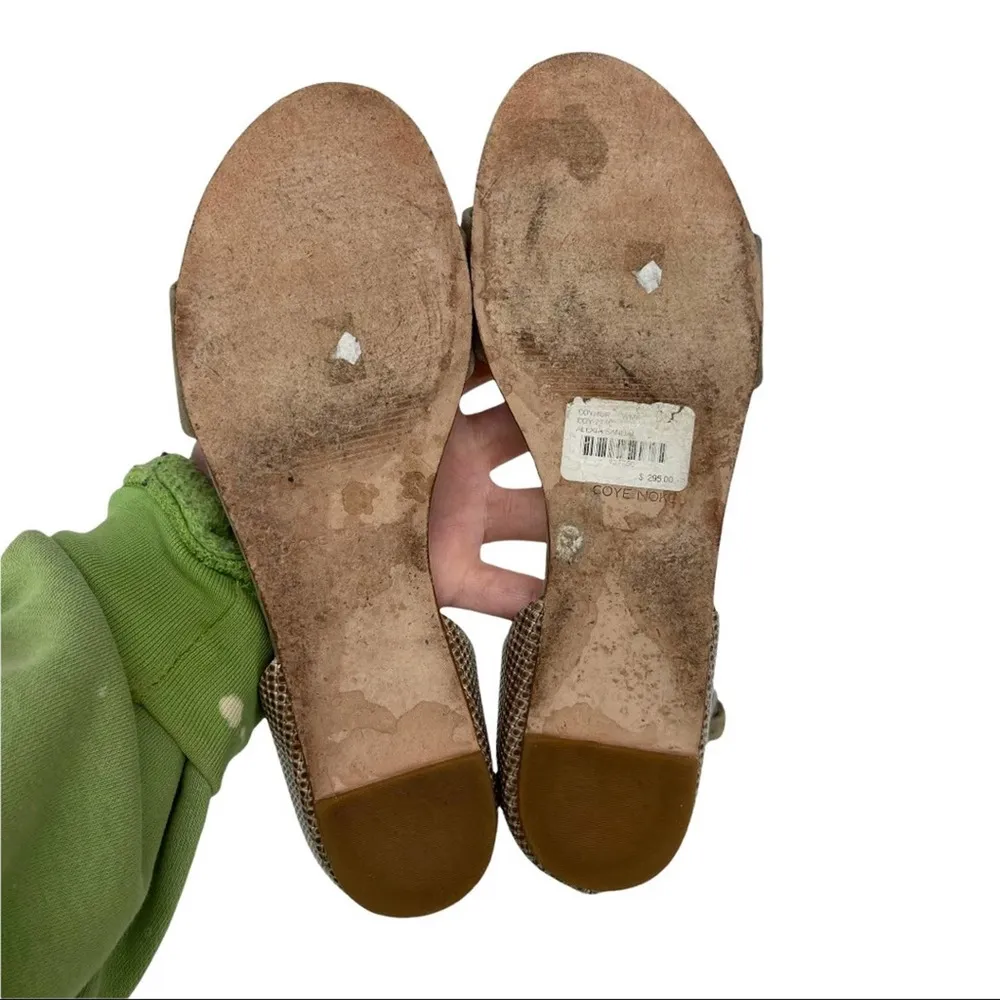 Tan Sandals Ankle Strap Coye Nokes Alexia Shoes Suede Leather Snakeskin Size 39 - Image 11