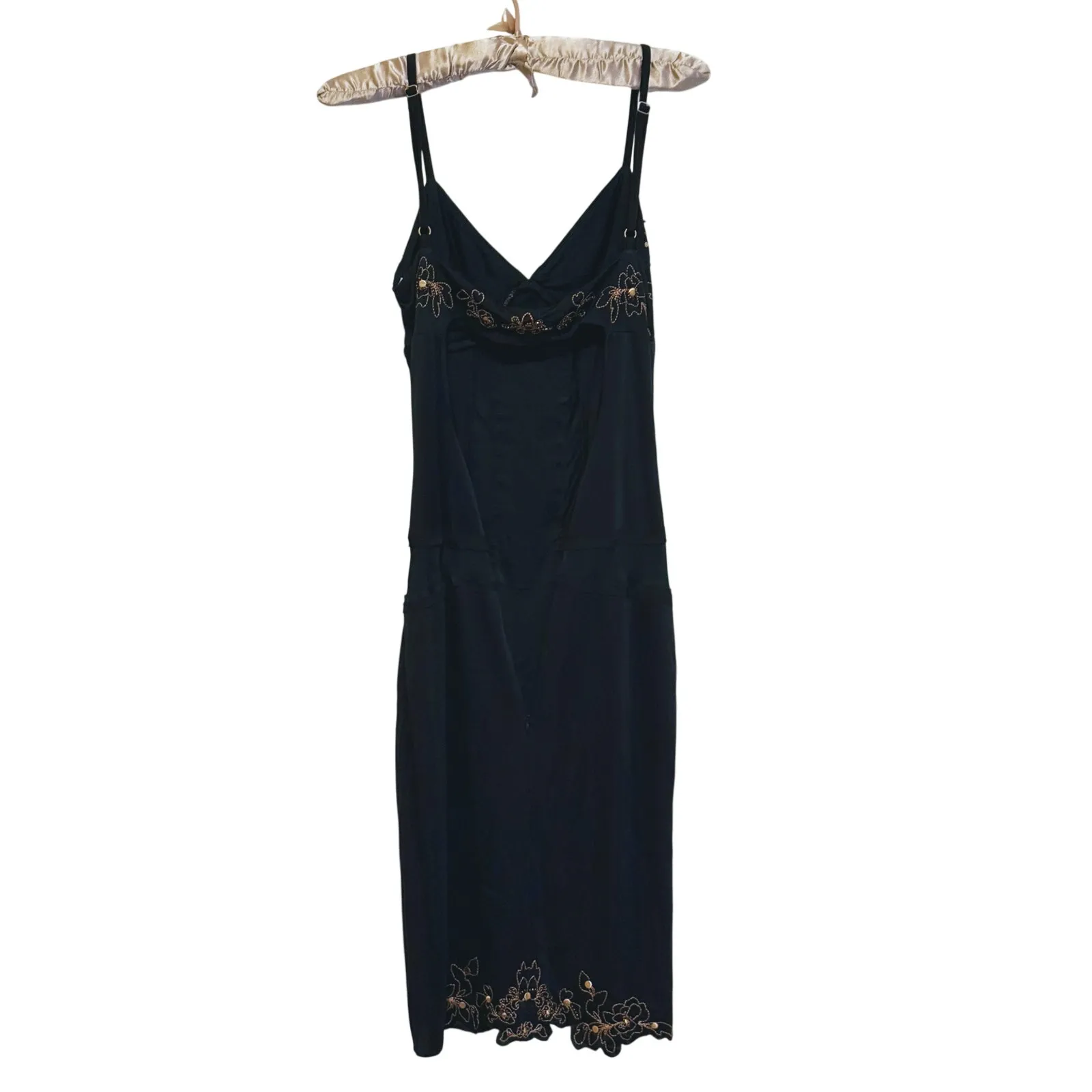 Marciano Y2K Embroidered Beaded Slip Dress S Black Whimsigoth Indie Sleaze Fairy - Image 3