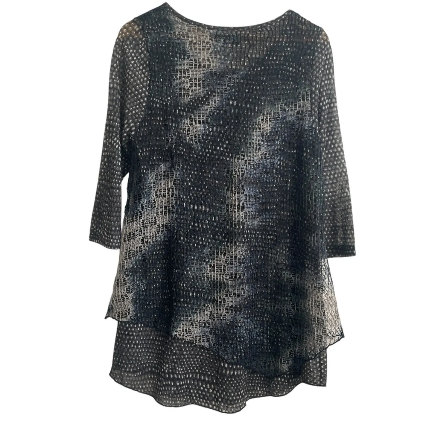 Lior Luxe Paris Women Top M Black Asymmetrical Layered Mesh Artwear Indie Grunge Size M - Image 2