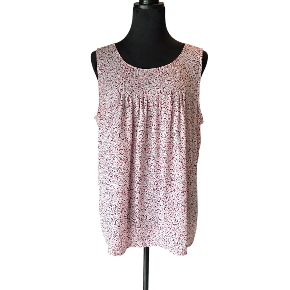 Carolina Belle Montreal Pink Floral Sleeveless Pleated Blouse Tank Top size XXL - Image 2