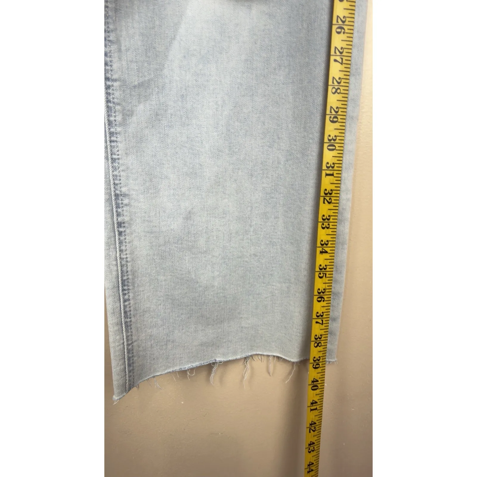 OAT New York Womens Size 0/25 High Rise Wide Leg Jeans Pants Raw Hem Blue - Image 10