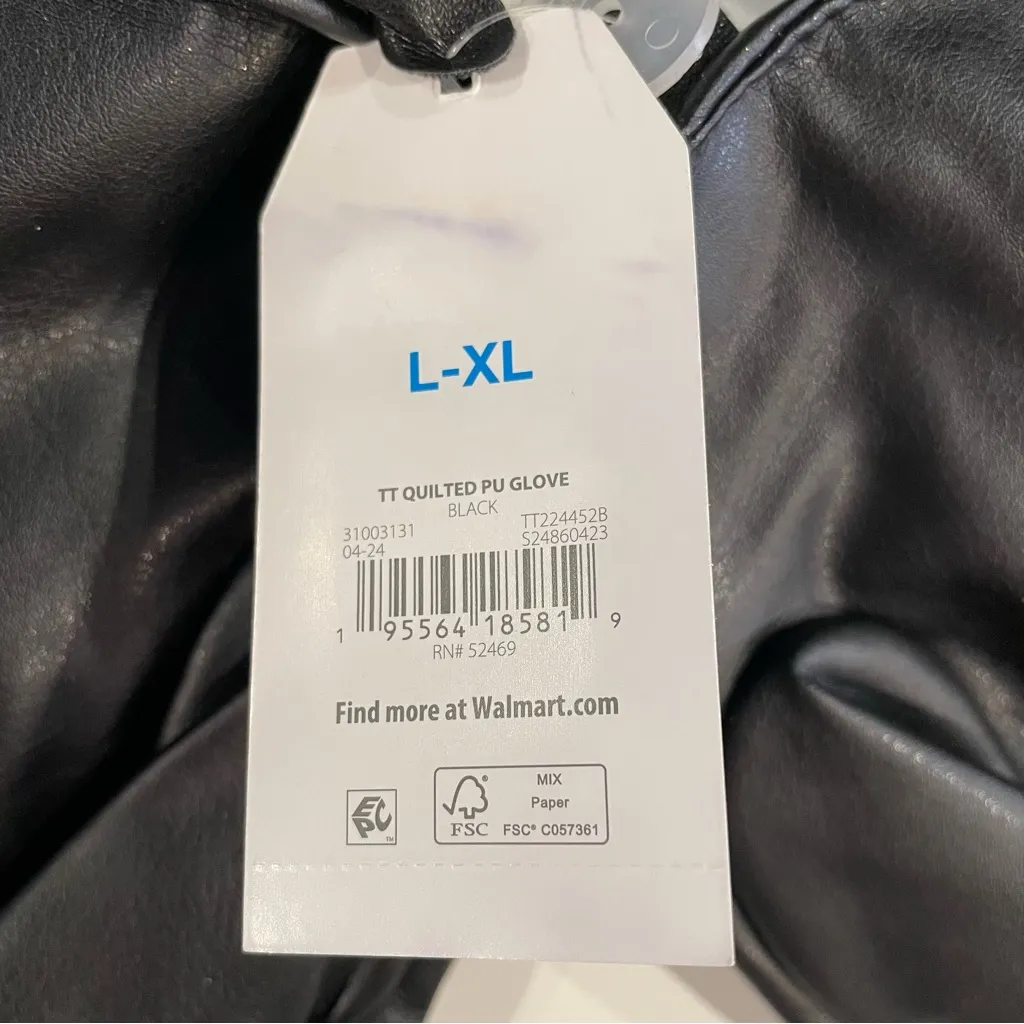 Time & Tru Faux Leather Gloves Woman's L - Image 4