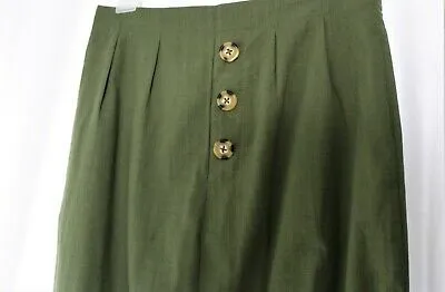 Womens Size XS Green 100% Cotton Skirt with Faux Button Detail & Fringes Blue Border Modest Hebrew Customs - Image 4