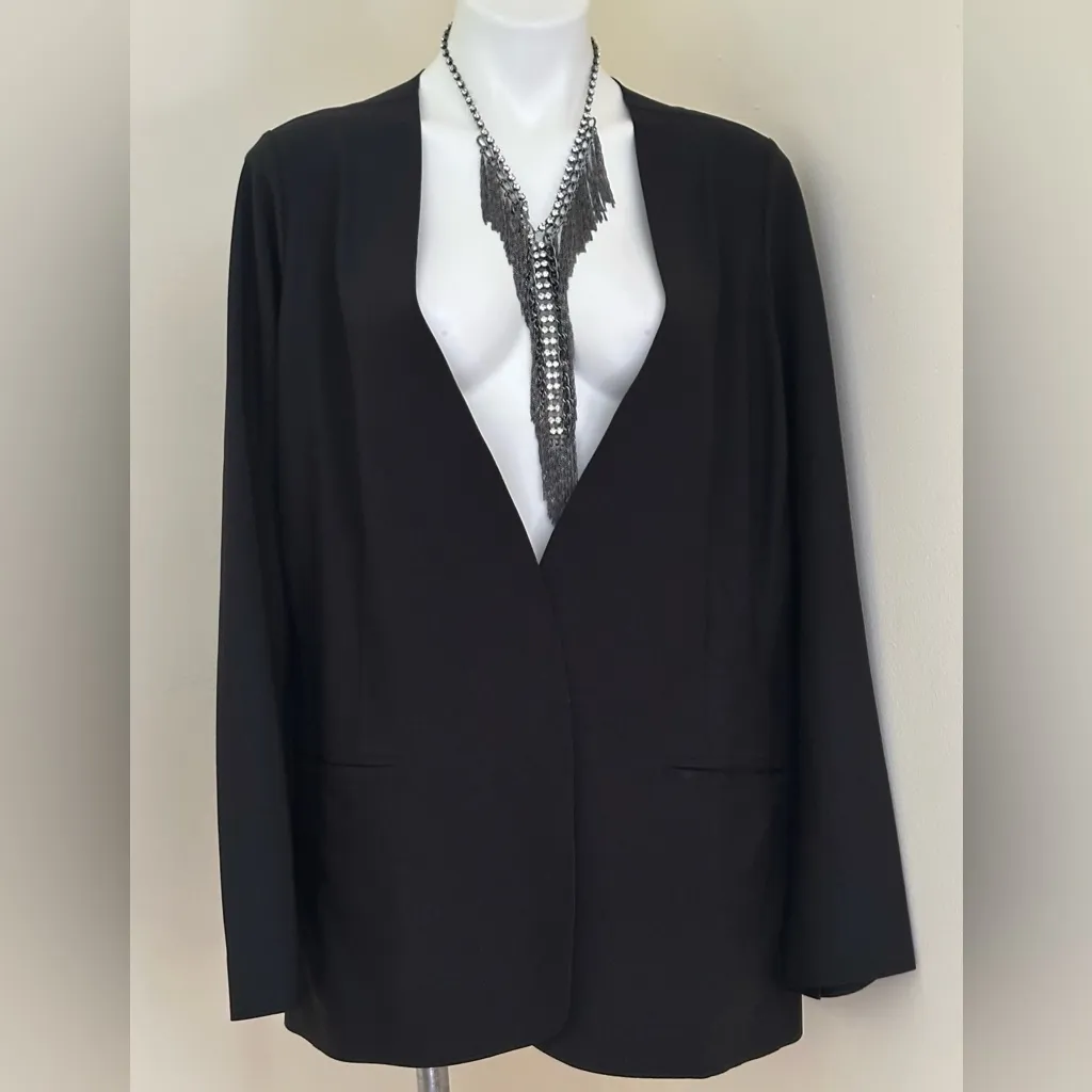 Athleta Classic Black Blazer Avenue 1 snap button eurolux Stretchy Fabric Sz 20 - Image 4