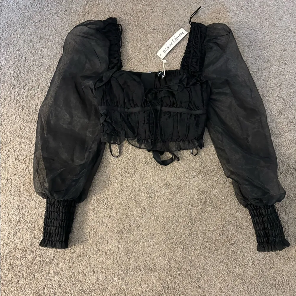 For Love & Lemons Gabrielle Top in Black - Image 3