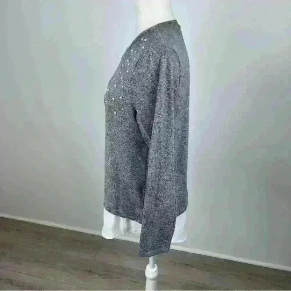 Hannah Grey Crewneck Pullover Sweater Size M Gray Size M - Image 3