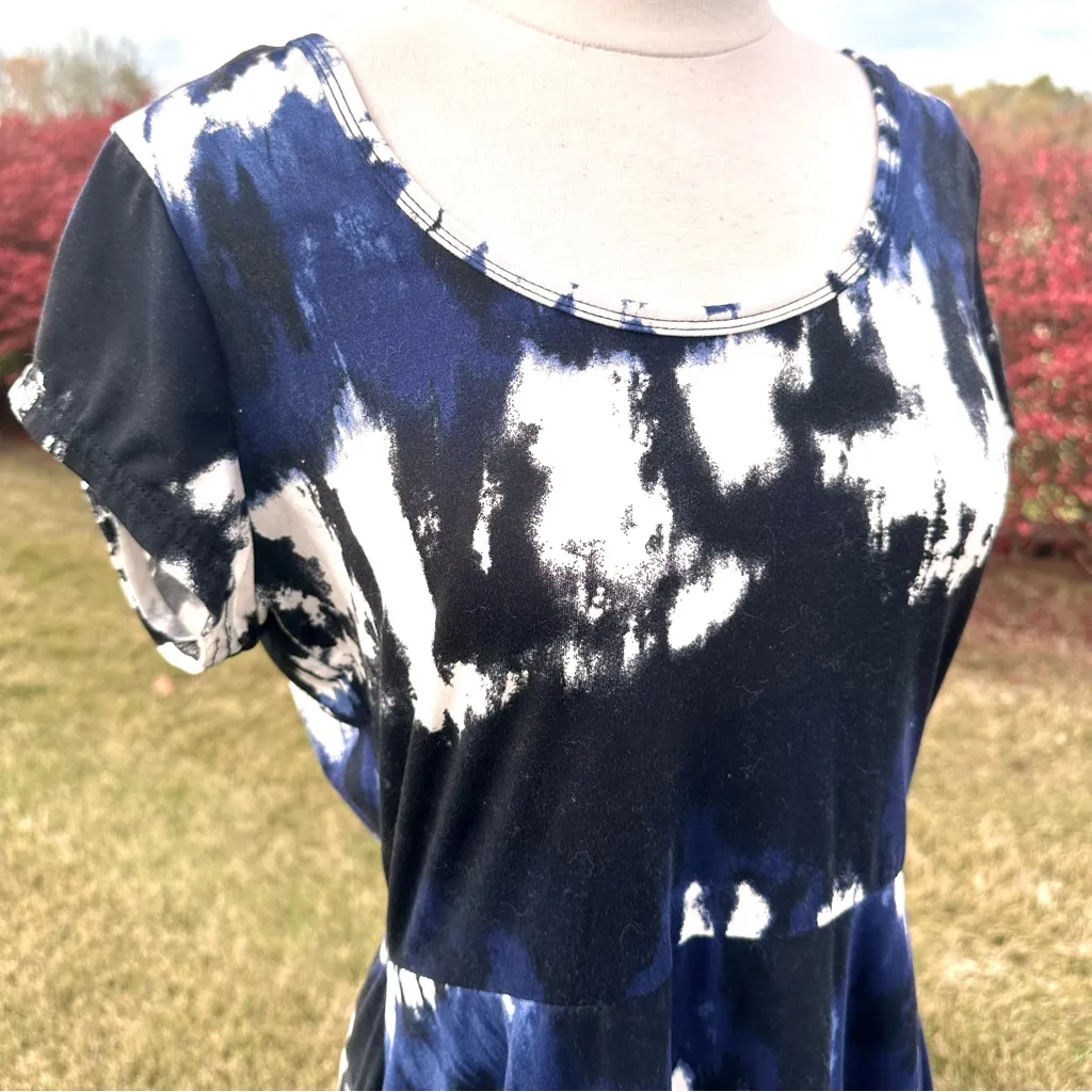 Bobbie Brooks tie dye mini skater dress with lattice back Blue Size M - Image 5