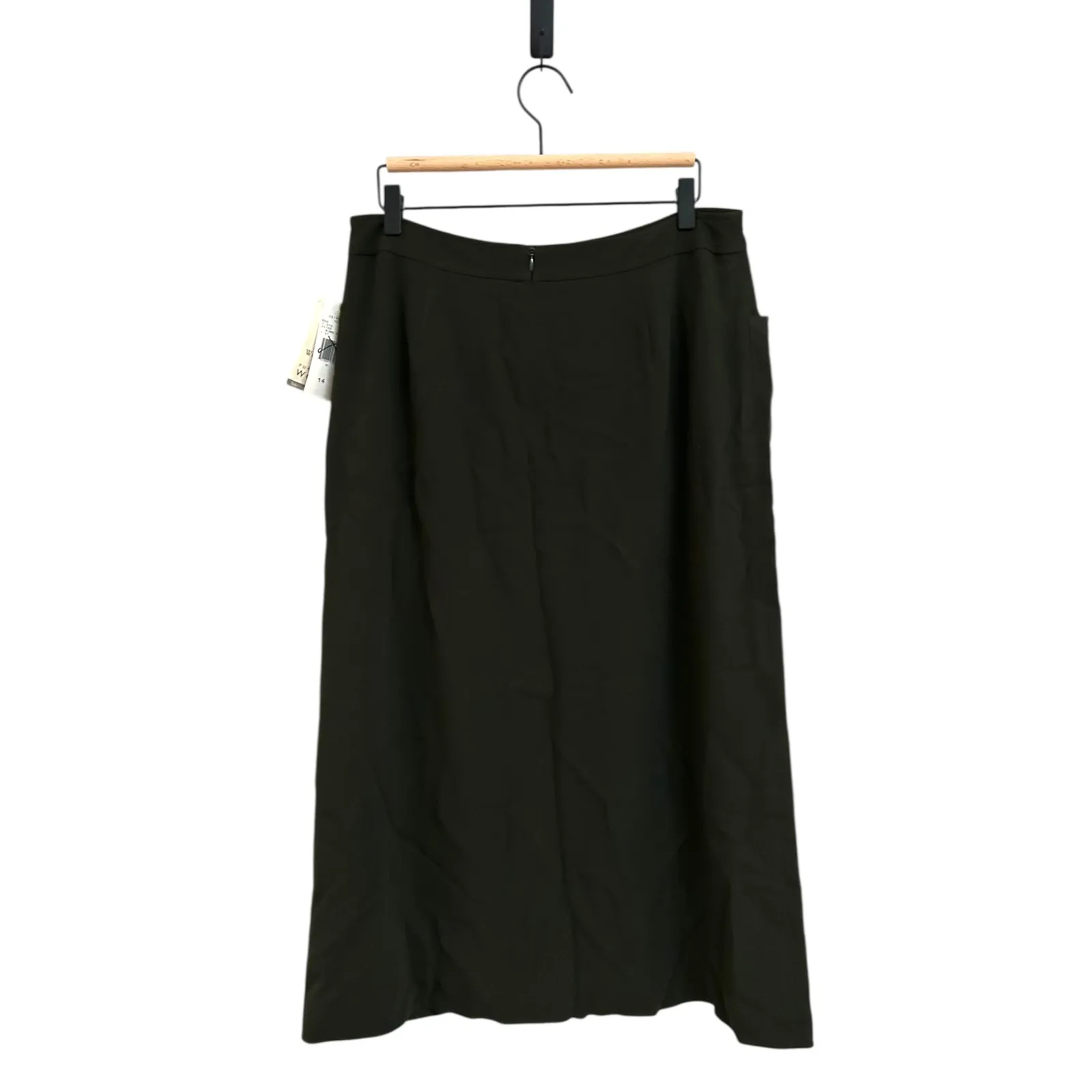 VTG NWT Jones New York Wool Skirt‎ Sz 14 Olive Green Midi Lagenlook Deadstock - Image 2
