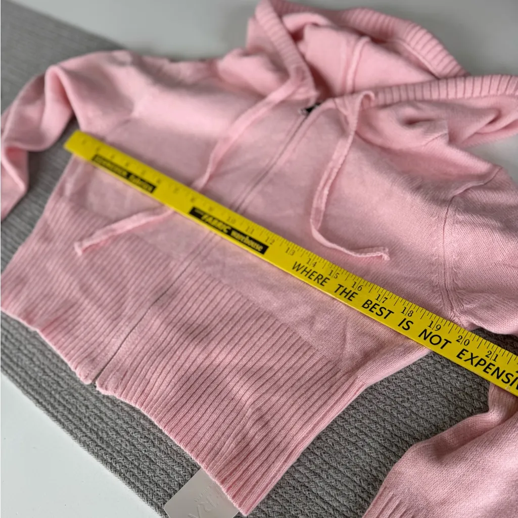 MUSERÀ Pink Cropped Zipper Hoodie Cardigan Sweater Size Large NWT - Image 7