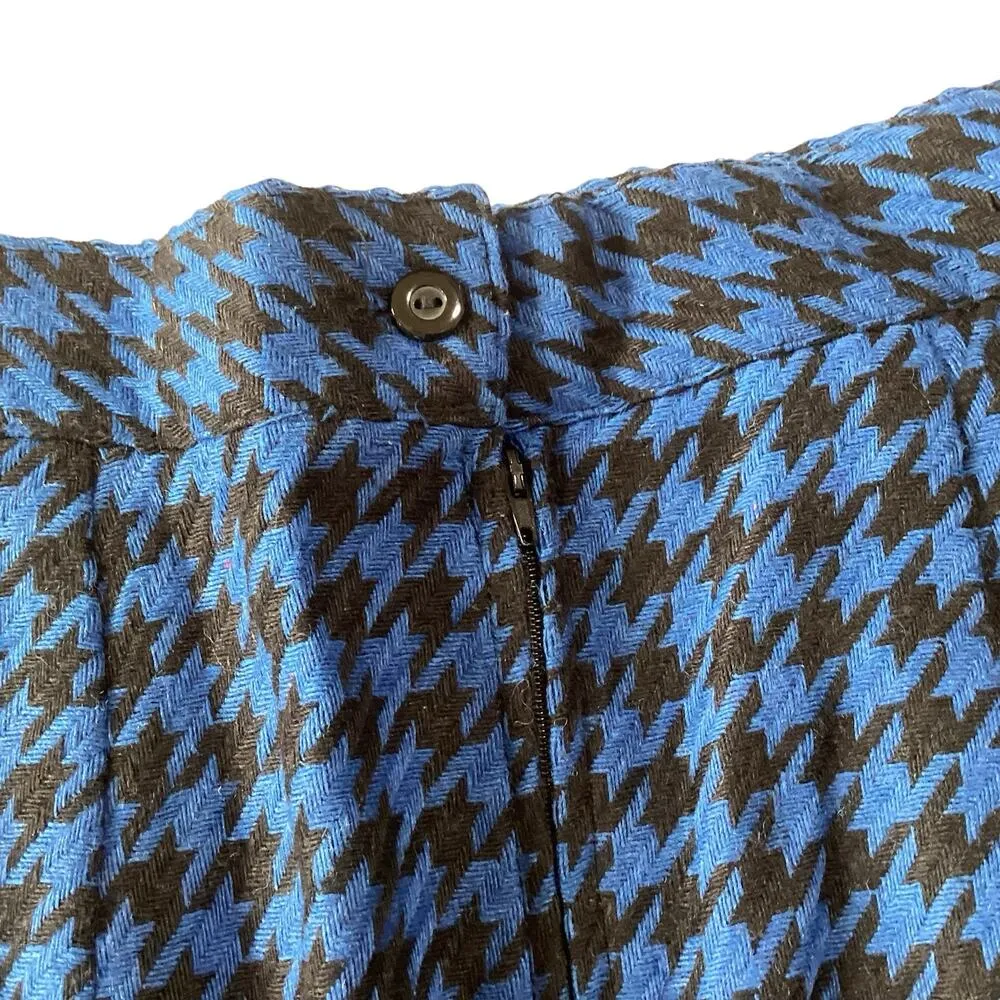 Long Houndstooth Pattern Pencil Skirt Blue Size 10 - Image 5