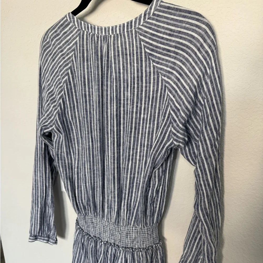 Rails Jasmine Tibet Stripe Mini Dress Size Small Blue/White Boho Linen - Image 6