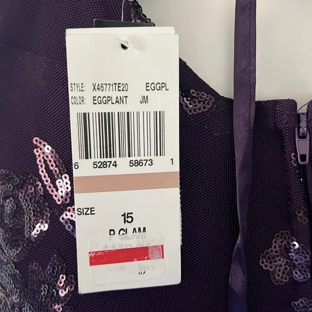 Speechless Embroidered Sequin Mesh Lace-Up Back Gown, Juniors' Size 15 NWT - Image 13