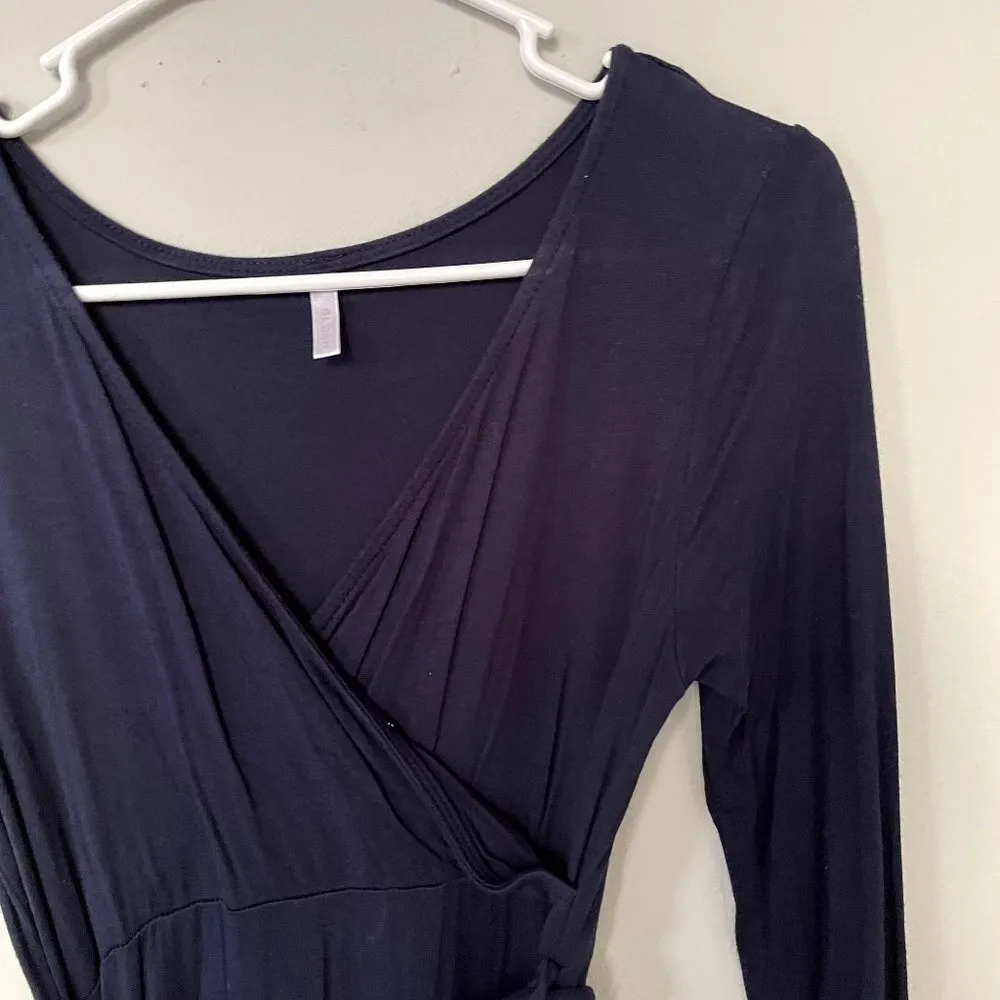 PinkBlush dark navy blue long sleeved dress adjustable wraparound style v-neck - Image 2