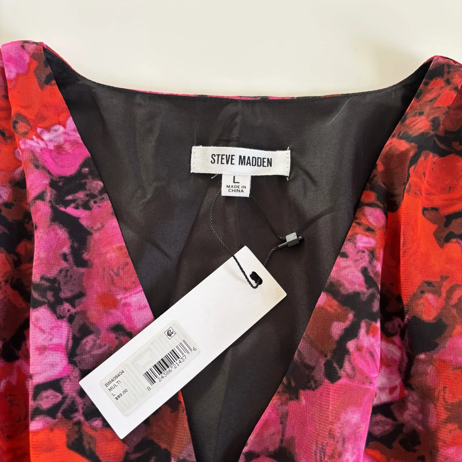 Steve Madden Diana Floral Chiffon Long Sleeve Mini Dress Large NWT Corset Waist - Image 5