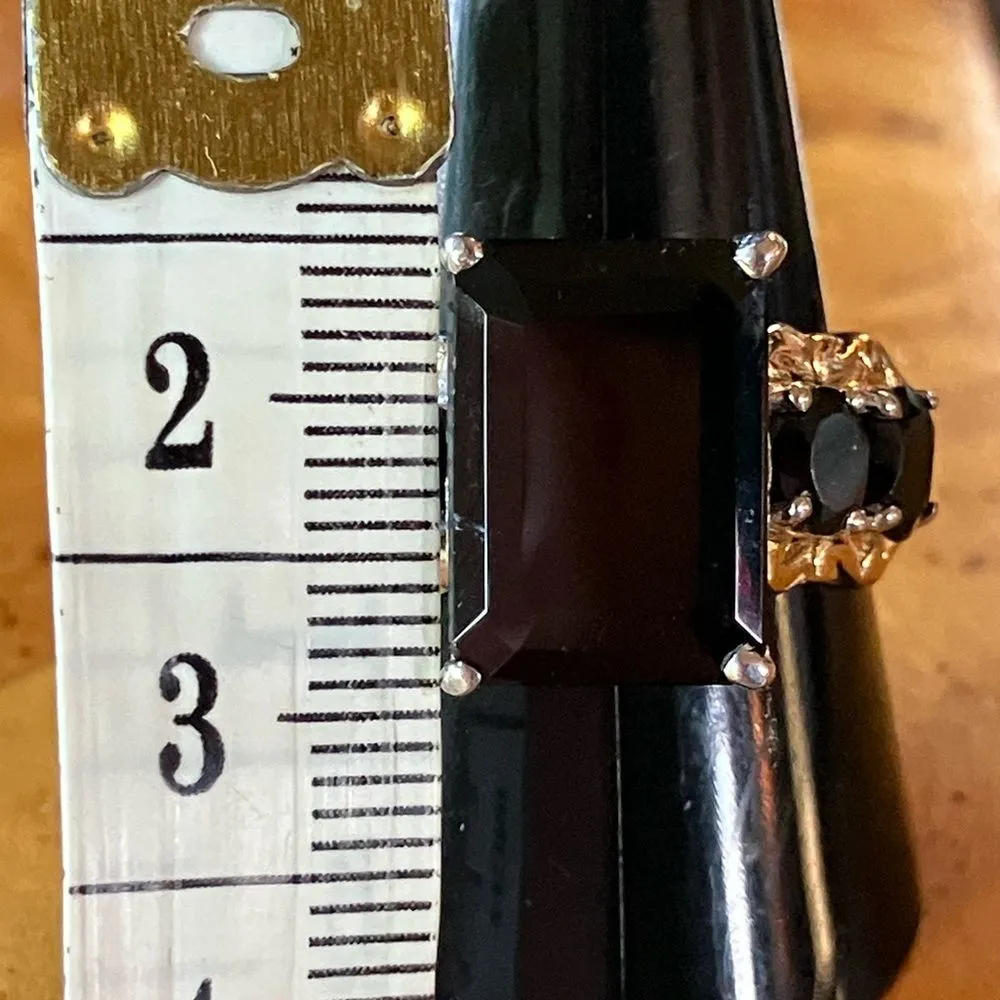 Natural Black Spinel Sterling Silver Cocktail Ring Size 10 - Image 7