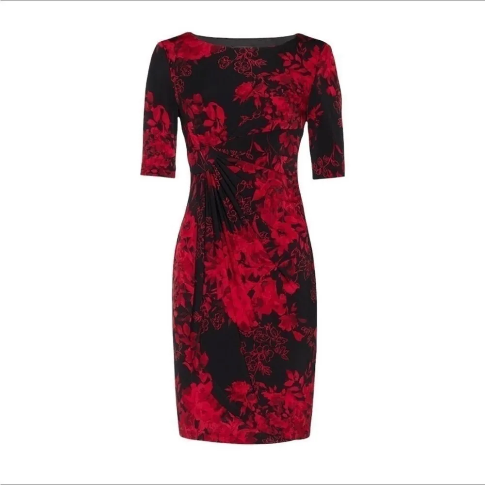 Connected Apparel Women's Elbow Sleeve Printed Sheath Dress Size 4 Petite NWOT - Image 6