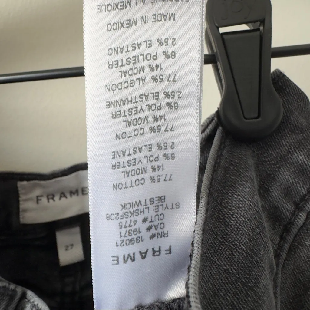 Frame Le High Skinny Jeans Button Fly Denim High Rise Gray Stretch cotton pocket - Image 9